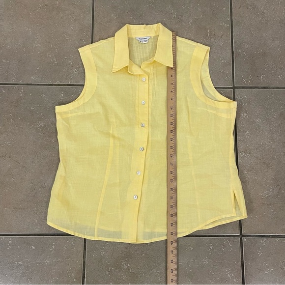 Appraisal Button Top Sleeveless Yellow Shirt  Ramie Back Seams Casual Summer XL - Picture 7 of 7